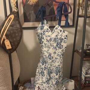 Cider Blue and White Floral Dress